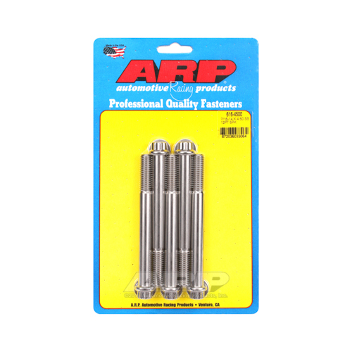 ARP Bolts, 12-Point Head, Stainless 300, Polished, 7/16 in.-14 RH Thread, 4.50 in. UHL, Set of 5