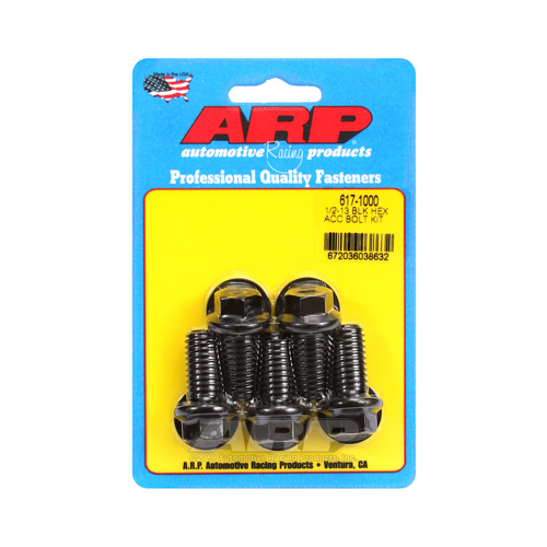 ARP Bolts, 8740 Chromoly, Black Oxide, Hex Head, 1/2-13 in. Thread, 1.00 in. UHL, Set of 5