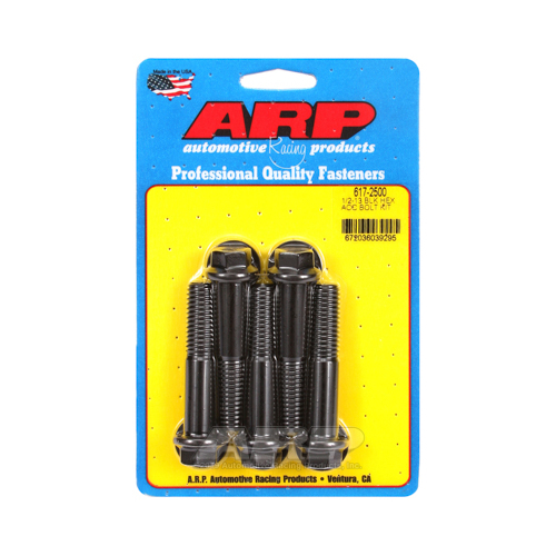 ARP Bolts, 8740 Chromoly, Black Oxide, Hex Head, 1/2-13 in. Thread, 2.50 in. UHL, Set of 5