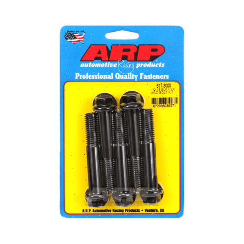 ARP Bolts, 8740 Chromoly, Black Oxide, Hex Head, 1/2-13 in. Thread, 3.00 in. UHL, Set of 5
