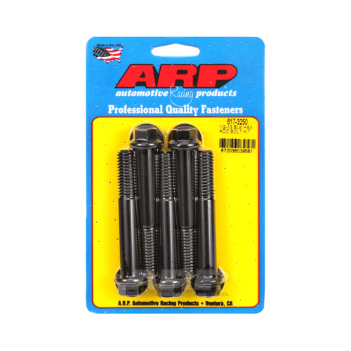 ARP Bolts, 8740 Chromoly, Black Oxide, Hex Head, 1/2-13 in. Thread, 3.25 in. UHL, Set of 5