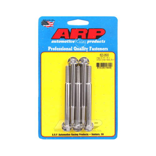 ARP Bolts, Hex Head, Stainless 300, Polished, 5/16 in.-18 RH Thread, 3.500 in. UHL, Set of 5