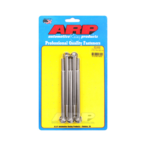 ARP Bolts, Hex Head, Stainless 300, Polished, 5/16 in.-18 RH Thread, 5.000 in. UHL, Set of 5