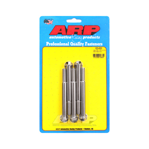 ARP Bolts, Hex Head, Stainless 300, Polished, 3/8 in.-16 RH Thread, 4.000 in. UHL, Set of 5