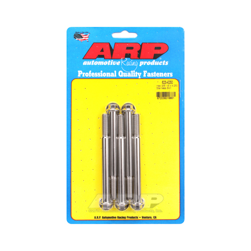 ARP Bolts, Hex Head, Stainless 300, Polished, 3/8 in.-16 RH Thread, 4.250 in. UHL, Set of 5
