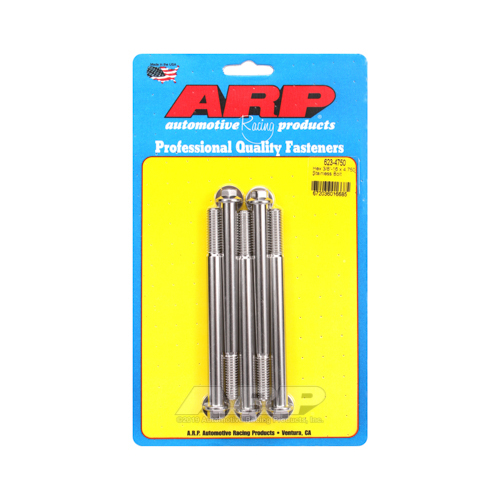ARP Bolts, Hex Head, Stainless 300, Polished, 3/8 in.-16 RH Thread, 4.750 in. UHL, Set of 5