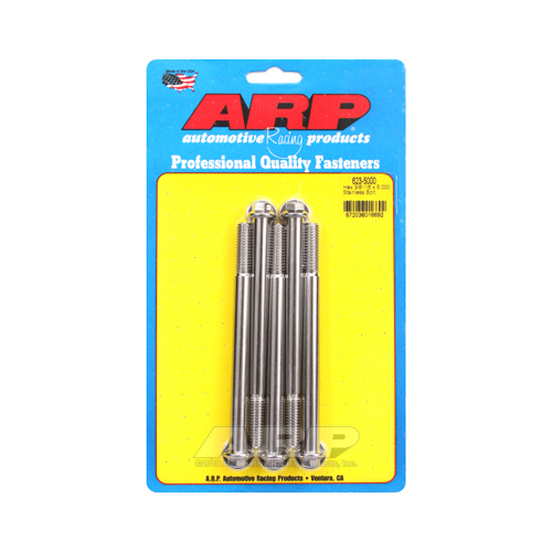 ARP Bolts, Hex Head, Stainless 300, Polished, 3/8 in.-16 RH Thread, 5.000 in. UHL, Set of 5