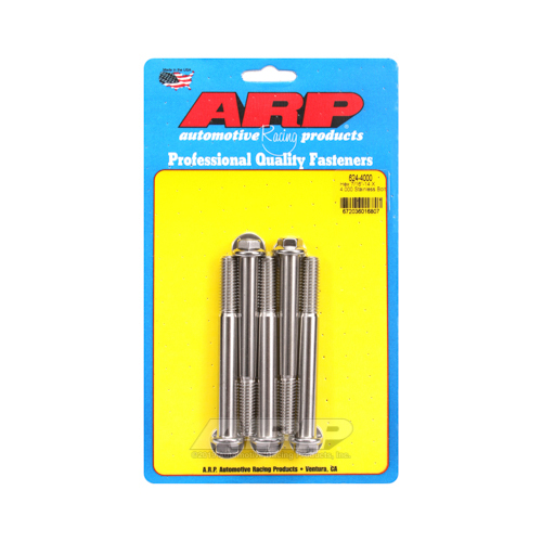 ARP Bolts, Hex Head, Stainless 300, Polished, 7/16 in.-14 RH Thread, 4.000 in. UHL, Set of 5