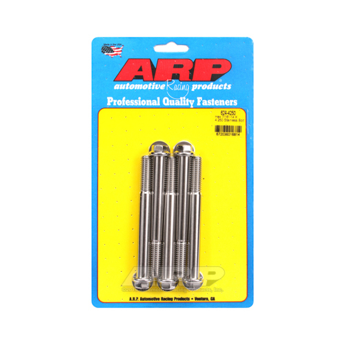 ARP Bolts, Hex Head, Stainless 300, Polished, 7/16 in.-14 RH Thread, 4.250 in. UHL, Set of 5