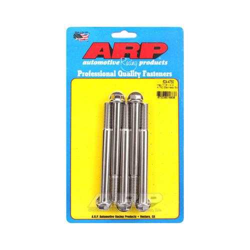 ARP Bolts, Hex Head, Stainless 300, Polished, 7/16 in.-14 RH Thread, 4.750 in. UHL, Set of 5