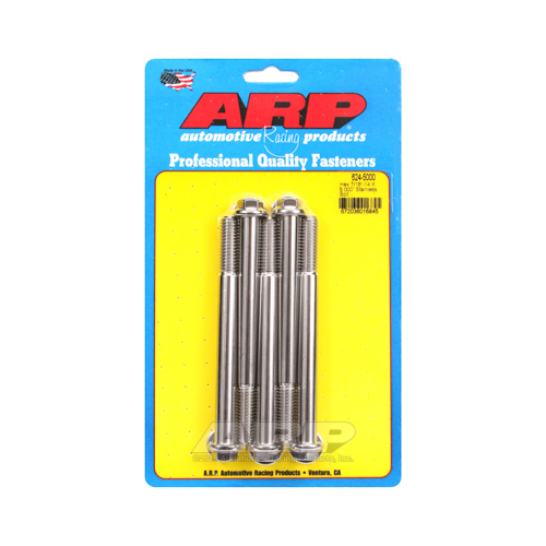 ARP Bolts, Hex Head, Stainless 300, Polished, 7/16 in.-14 RH Thread, 5.000 in. UHL, Set of 5