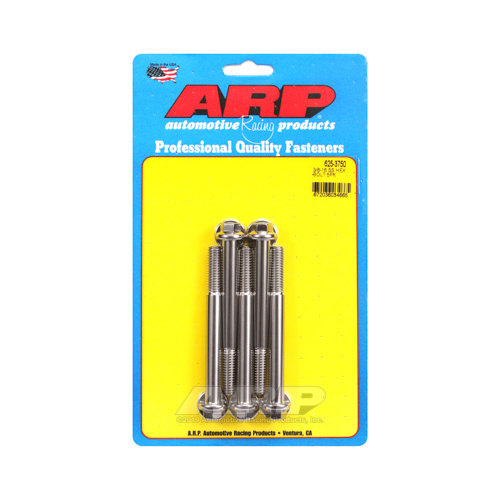 ARP Bolts, Hex Head, Stainless Steel, Polished, 3/8-16 in. Thread, 3.75 in. UHL, Set of 5