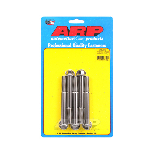 ARP Bolts, Hex Head, Stainless Steel, Polished, 7/16-14 in. Thread, 3.75 in. UHL, Set of 5