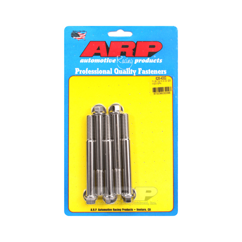 ARP Bolts, Hex Head, Stainless Steel, Polished, 7/16 in.-14 RH Thread, 4.000 in. UHL, Set of 5