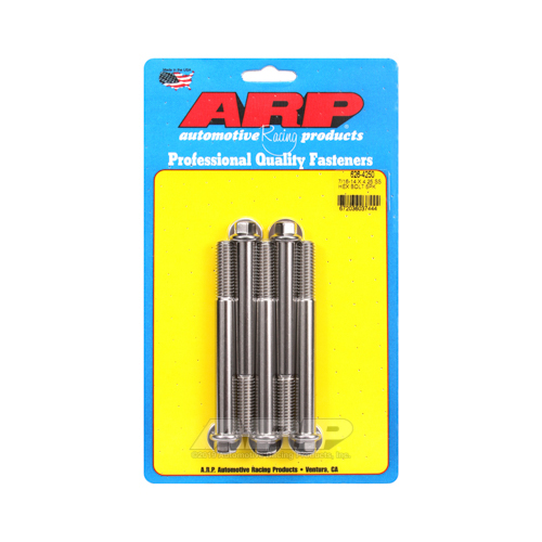 ARP Bolts, Hex Head, Stainless Steel, Polished, 7/16-14 in. Thread, 4.25 in. UHL, Set of 5