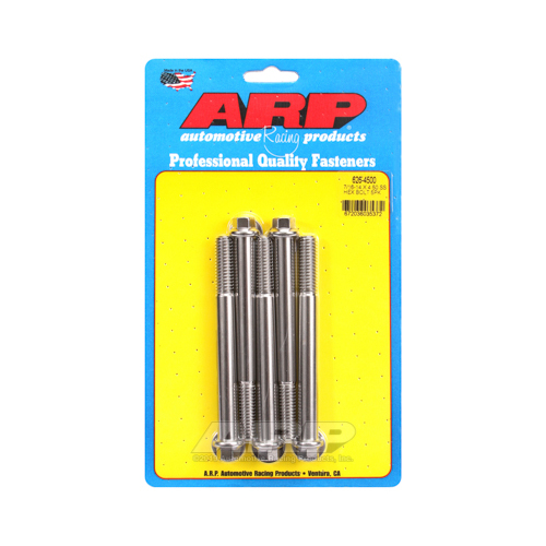 ARP Bolts, Hex Head, Stainless Steel, Polished, 7/16-14 in. Thread, 4.5 in. UHL, Set of 5