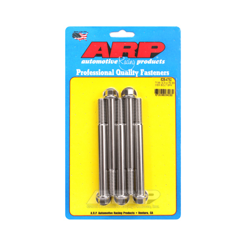 ARP Bolts, Hex Head, Stainless Steel, Polished, 7/16-14 in. Thread, 4.75 in. UHL, Set of 5