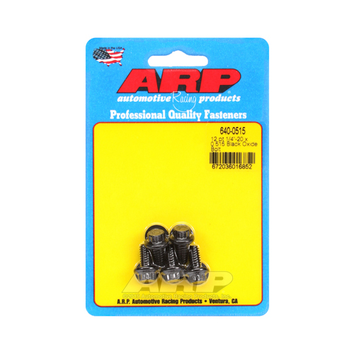 ARP Bolts, 12-Point Head, Custom 450, Black Oxide, 1/4 in.-20 RH Thread, 0.515 in. UHL, Set of 5