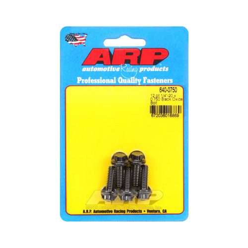 ARP Bolts, 12-Point Head, Custom 450, Black Oxide, 1/4 in.-20 RH Thread, 0.750 in. UHL, Set of 5