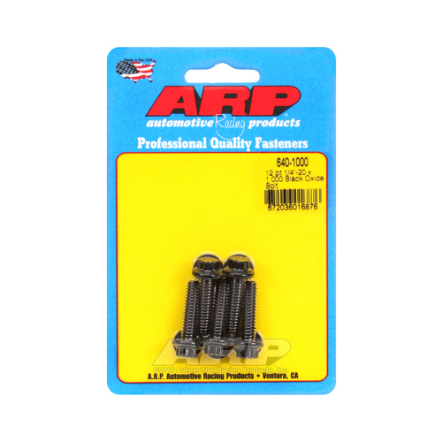 ARP Bolts, 12-Point Head, Custom 450, Black Oxide, 1/4 in.-20 RH Thread, 1.000 in. UHL, Set of 5