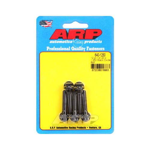 ARP Bolts, 12-Point Head, Custom 450, Black Oxide, 1/4 in.-20 RH Thread, 1.250 in. UHL, Set of 5