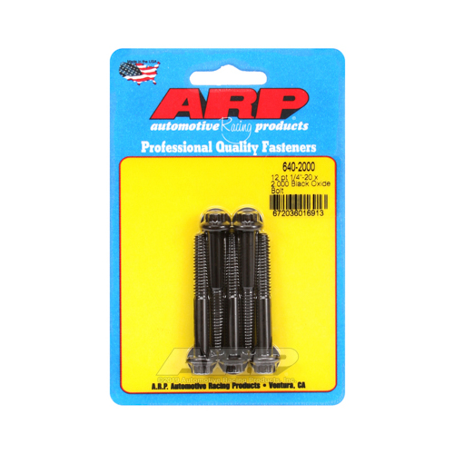 ARP Bolts, 12-Point Head, Custom 450, Black Oxide, 1/4 in.-20 RH Thread, 2.000 in. UHL, Set of 5