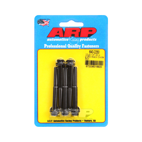 ARP Bolts, 12-Point Head, Custom 450, Black Oxide, 1/4 in.-20 RH Thread, 2.250 in. UHL, Set of 5