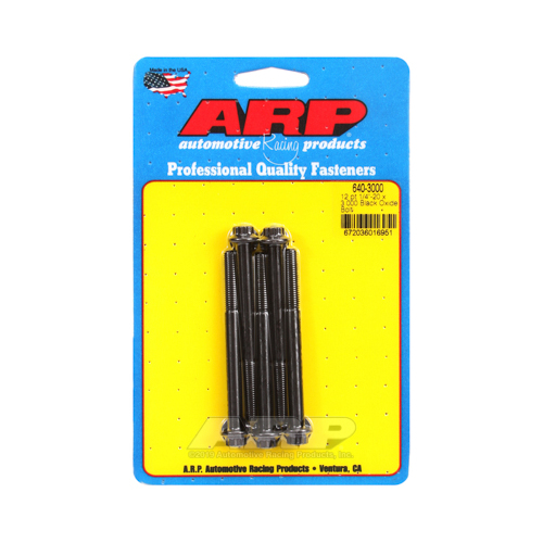 ARP Bolts, 12-Point Head, Custom 450, Black Oxide, 1/4 in.-20 RH Thread, 3.000 in. UHL, Set of 5