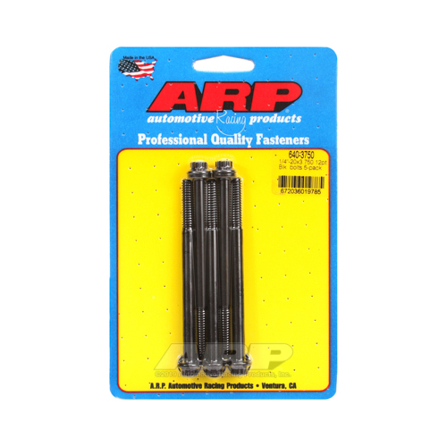 ARP Bolts, 12-Point Head, Custom 450, Black Oxide, 1/4 in.-20 RH Thread, 3.750 in. UHL, Set of 5