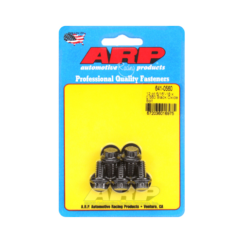 ARP Bolts, 12-Point Head, Custom 450, Black Oxide, 5/16 in.-18 RH Thread, 0.560 in. UHL, Set of 5