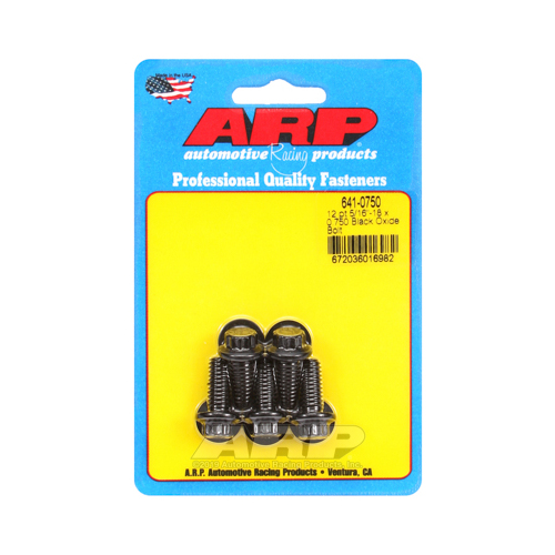 ARP Bolts, 12-Point Head, Custom 450, Black Oxide, 5/16 in.-18 RH Thread, 0.750 in. UHL, Set of 5