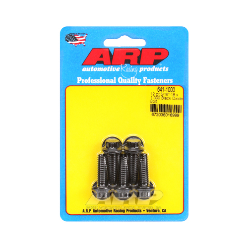 ARP Bolts, 12-Point Head, Custom 450, Black Oxide, 5/16 in.-18 RH Thread, 1.000 in. UHL, Set of 5