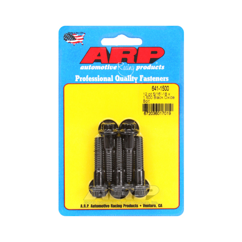 ARP Bolts, 12-Point Head, Custom 450, Black Oxide, 5/16 in.-18 RH Thread, 1.500 in. UHL, Set of 5