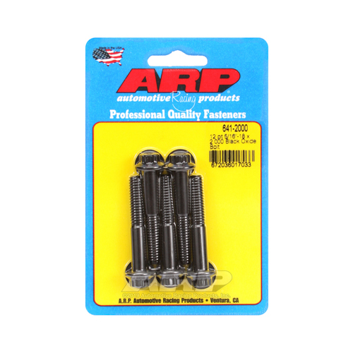 ARP Bolts, 12-Point Head, Custom 450, Black Oxide, 5/16 in.-18 RH Thread, 2.000 in. UHL, Set of 5