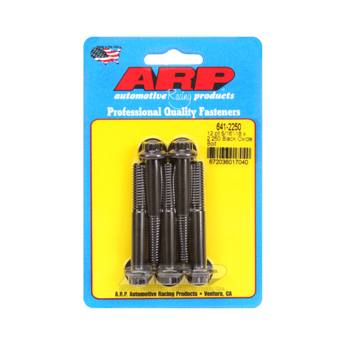 ARP Bolts, 12-Point Head, Custom 450, Black Oxide, 5/16 in.-18 RH Thread, 2.250 in. UHL, Set of 5