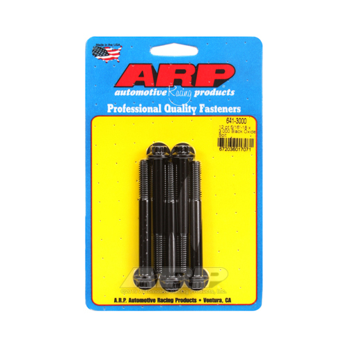 ARP Bolts, 12-Point Head, Custom 450, Black Oxide, 5/16 in.-18 RH Thread, 3.000 in. UHL, Set of 5