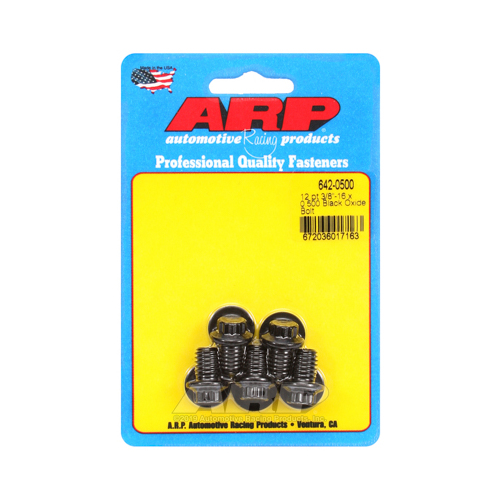 ARP Bolts, 12-Point Head, Custom 450, Black Oxide, 3/8 in.-16 RH Thread, 0.500 in. UHL, Set of 5