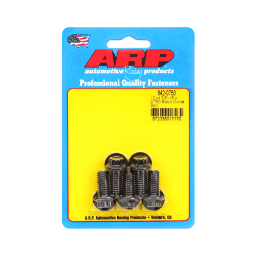 ARP Bolts, 12-Point Head, Custom 450, Black Oxide, 3/8 in.-16 RH Thread, 0.750 in. UHL, Set of 5