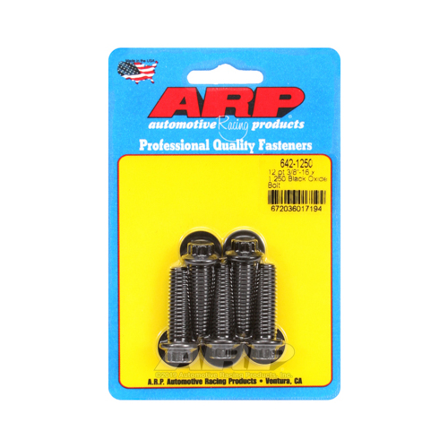 ARP Bolts, 12-Point Head, Custom 450, Black Oxide, 3/8 in.-16 RH Thread, 1.250 in. UHL, Set of 5