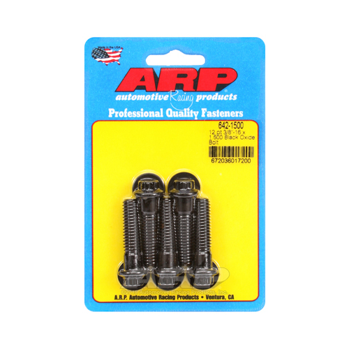 ARP Bolts, 12-Point Head, Custom 450, Black Oxide, 3/8 in.-16 RH Thread, 1.500 in. UHL, Set of 5