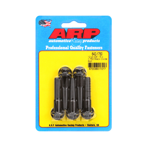 ARP Bolts, 12-Point Head, Custom 450, Black Oxide, 3/8 in.-16 RH Thread, 1.750 in. UHL, Set of 5