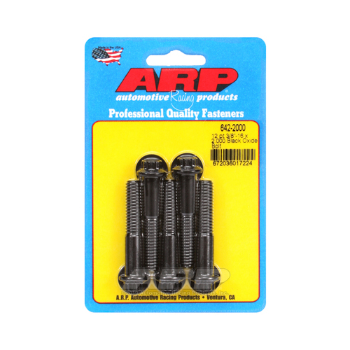 ARP Bolts, 12-Point Head, Custom 450, Black Oxide, 3/8 in.-16 RH Thread, 2.000 in. UHL, Set of 5