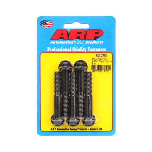 ARP Bolts, 12-Point Head, Custom 450, Black Oxide, 3/8 in.-16 RH Thread, 2.250 in. UHL, Set of 5