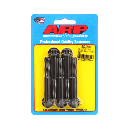 ARP Bolts, 12-Point Head, Custom 450, Black Oxide, 3/8 in.-16 RH Thread, 2.500 in. UHL, Set of 5