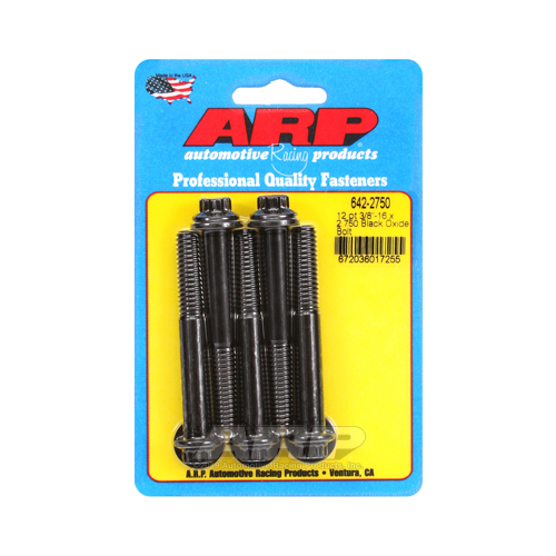 ARP Bolts, 12-Point Head, Custom 450, Black Oxide, 3/8 in.-16 RH Thread, 2.750 in. UHL, Set of 5