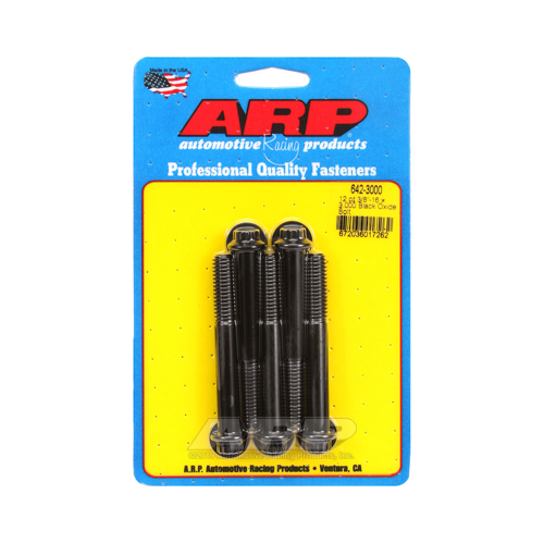 ARP Bolts, 12-Point Head, Custom 450, Black Oxide, 3/8 in.-16 RH Thread, 3.000 in. UHL, Set of 5