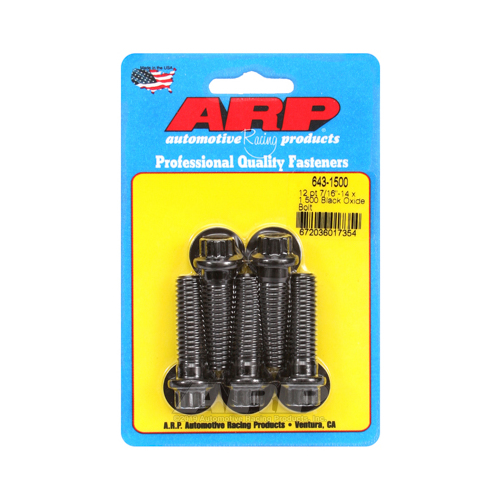 ARP Bolts, 12-Point Head, Custom 450, Black Oxide, 7/16 in.-14 RH Thread, 1.500 in. UHL, Set of 5