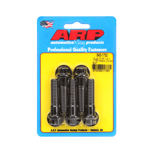 ARP Bolts, 12-Point Head, Custom 450, Black Oxide, 7/16 in.-14 RH Thread, 1.750 in. UHL, Set of 5