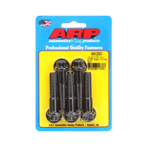 ARP Bolts, 12-Point Head, Custom 450, Black Oxide, 7/16 in.-14 RH Thread, 2.000 in. UHL, Set of 5