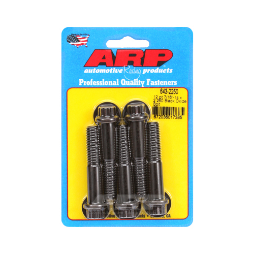 ARP Bolts, 12-Point Head, Custom 450, Black Oxide, 7/16 in.-14 RH Thread, 2.250 in. UHL, Set of 5